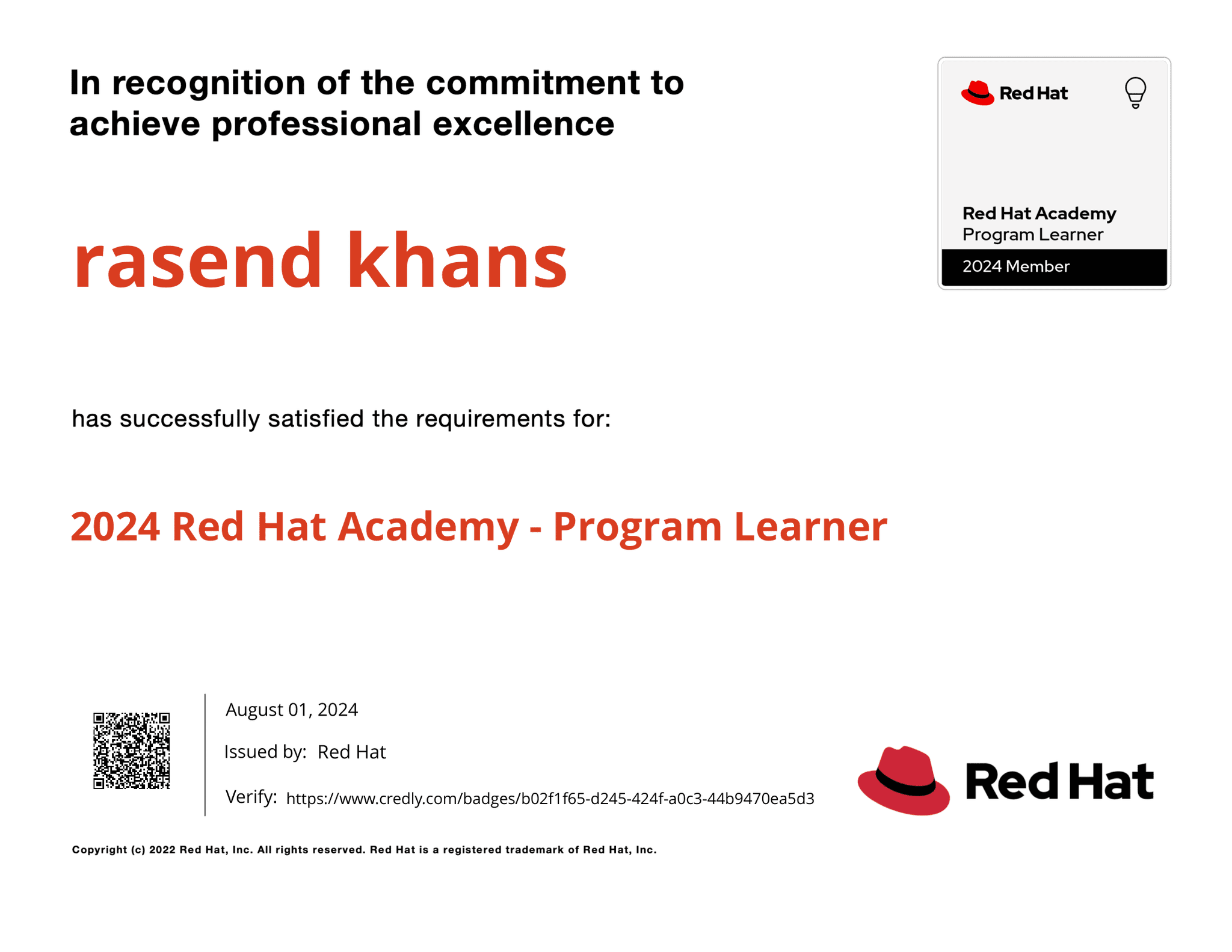 Red Hat Academy - Program Learner